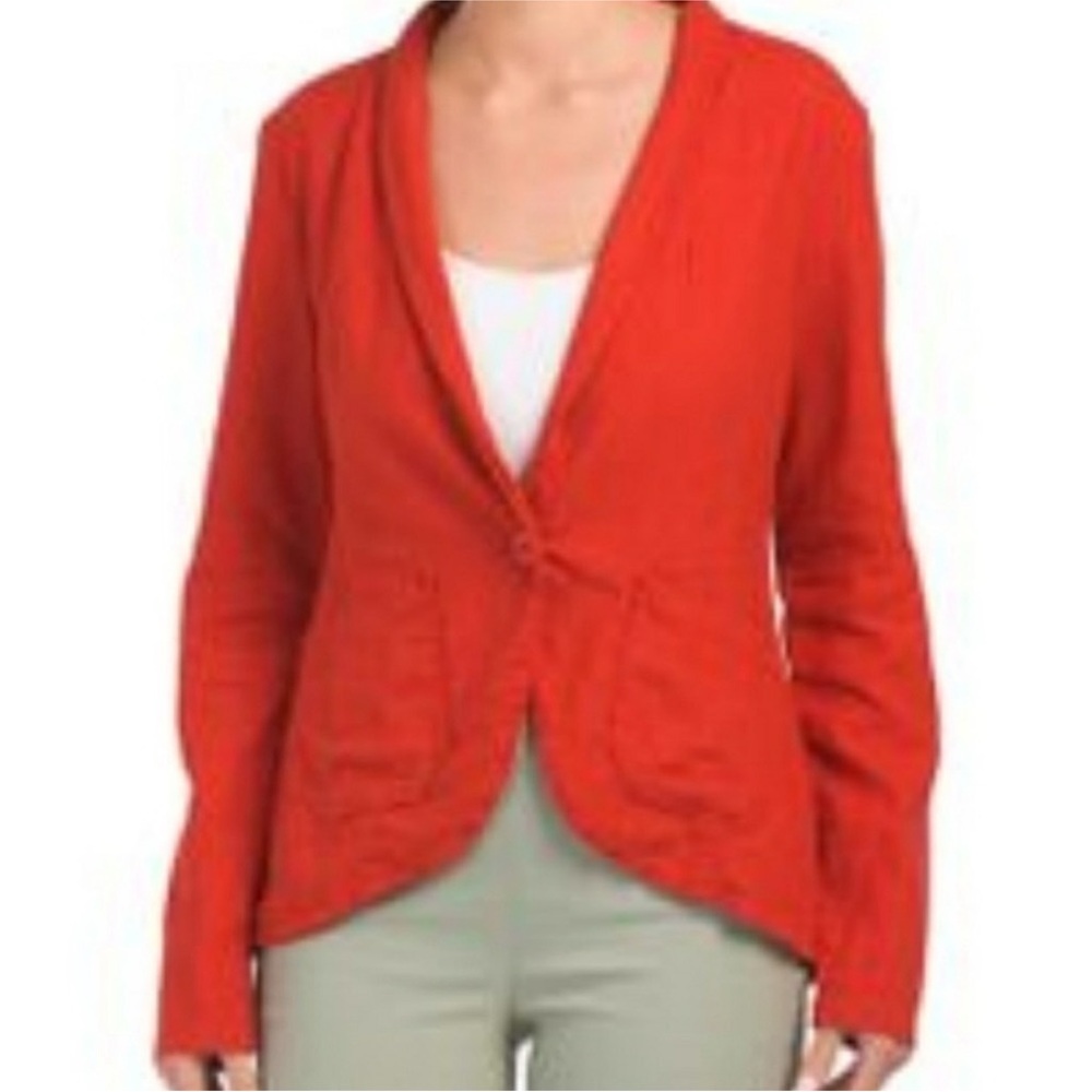 Sanctuary Tiger Lilly Red Linen Blend Blazer Pockets Button Women’s size Medium